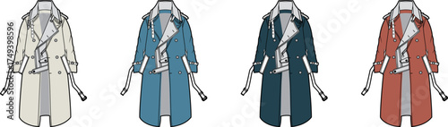 Collection of Fashionable Trench Coats in Various Colors for Style and Elegance