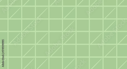 Repeating light green grid pattern with diagonal lines inside squares