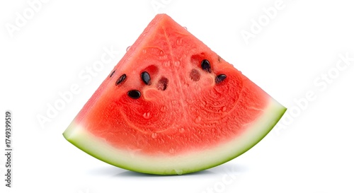 Fresh Watermelon Slice on White Background.