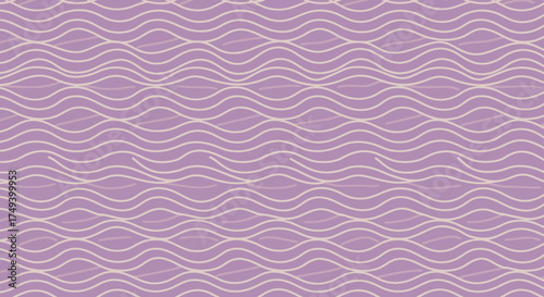 Seamless pattern of pale wavy lines on a lavender background