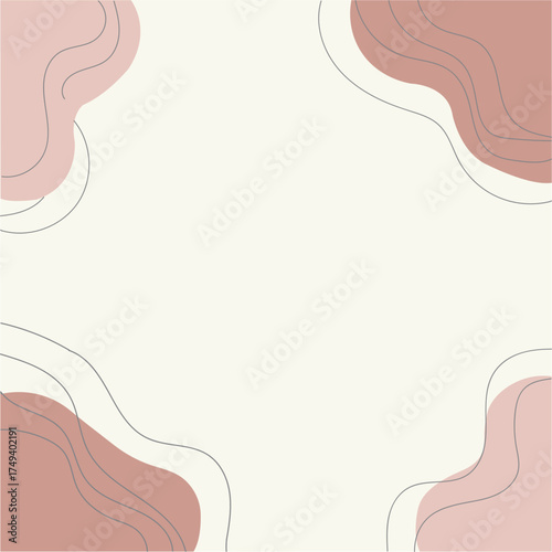 Abstract organic shapes in soft blush pink and beige tones with subtle texture and delicate lines creating a modern background
