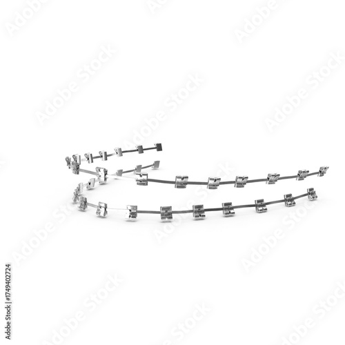 Dental model with metal orthodontic braces for dental education