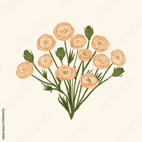 Nature Pattern Background Illustration For Cover, Banner, Notes. Fall Winter Aesthetic Background. Plant And Flower Pattern Background.