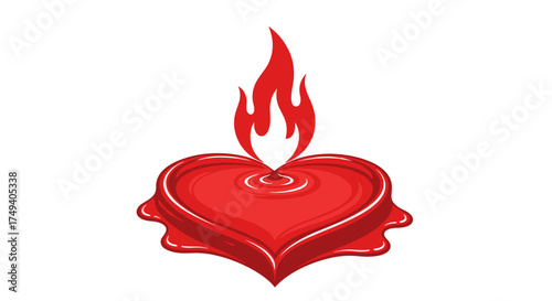 Red candle flame isolated on white