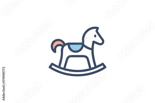 A colorful rocking horse illustration with simple lines a delightful silhouette