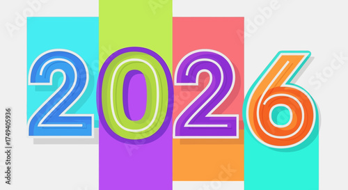 Colorful Layered 2026 Number Illustration Design for New Year Celebration