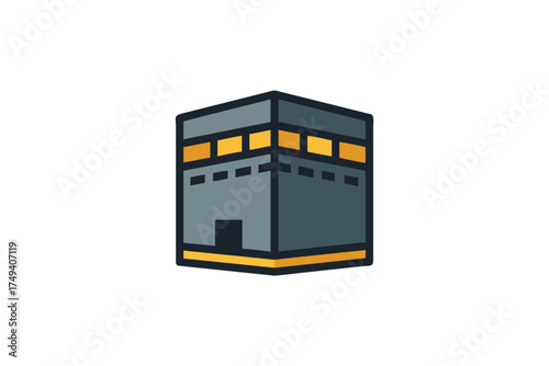 Geometric depiction of the kaaba building in mecca islamic art silhouette