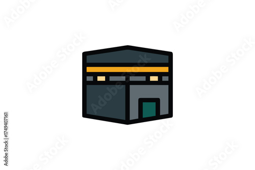 Simple graphic depiction of the kaaba in mecca a religious silhouette