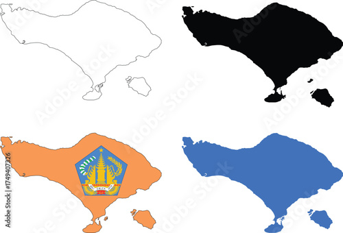 Bali Map icon. Bali Map Clipart. Bali Flag Map sign. Bali Indonesia Outline. flat style.