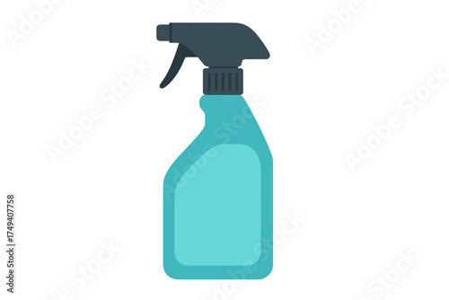 Simple turquoise cleaning spray bottle with a dark gray trigger head for household tasks