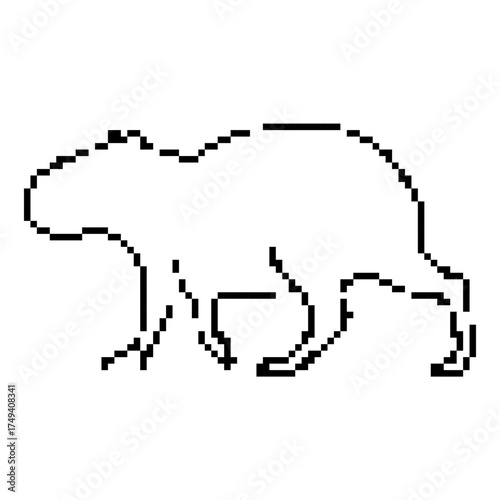 capybara pixel icon, 8-bit. Isolated vector illustration.