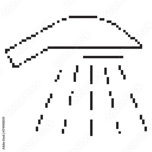 shower pixel icon, 8-bit. Isolated vector illustration.