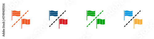 National border icons. Solid vector icons.