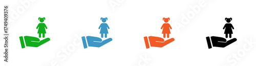 Child protection icon. Solid vector icon.