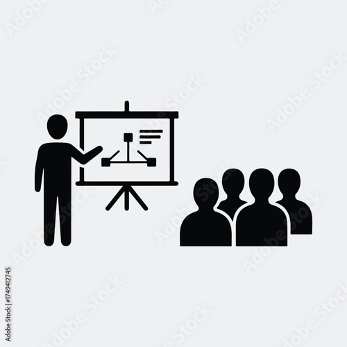 Silhouette presentation with business people vector illustration