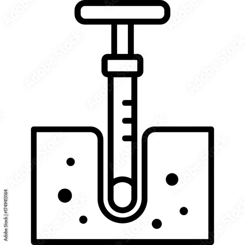 Soil sampler probe testing outline icon vector
