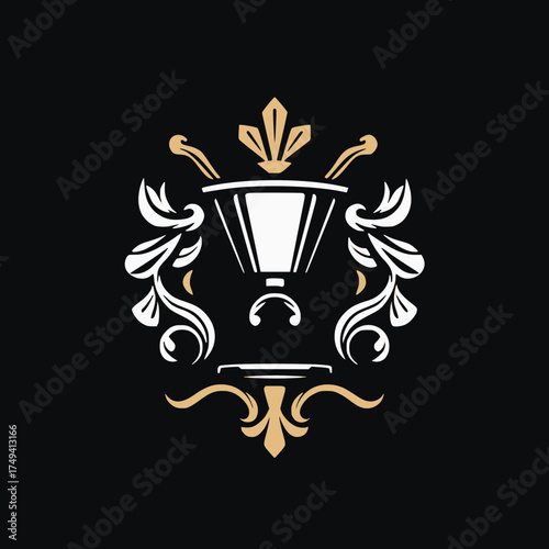 espresso machine portafilter designed as a heraldic emblem