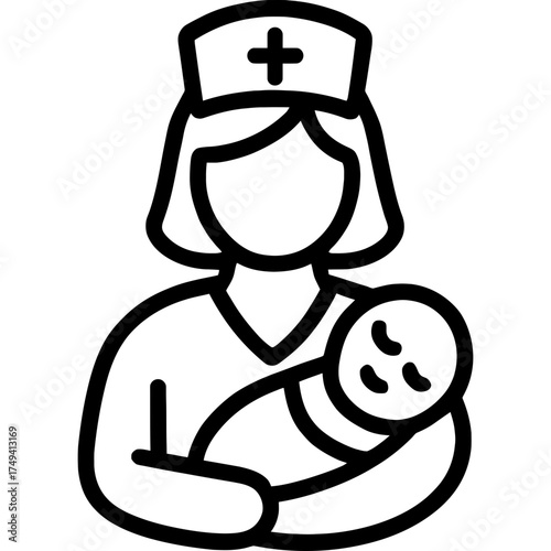 Minimalistic midwife icon with clean lines