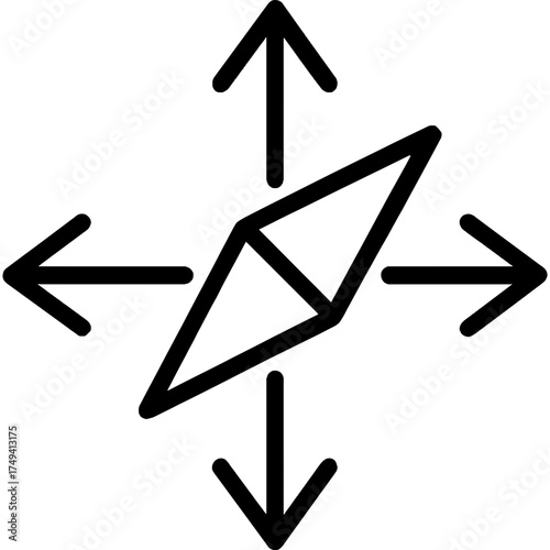 Compass points directional arrows outline icon vector