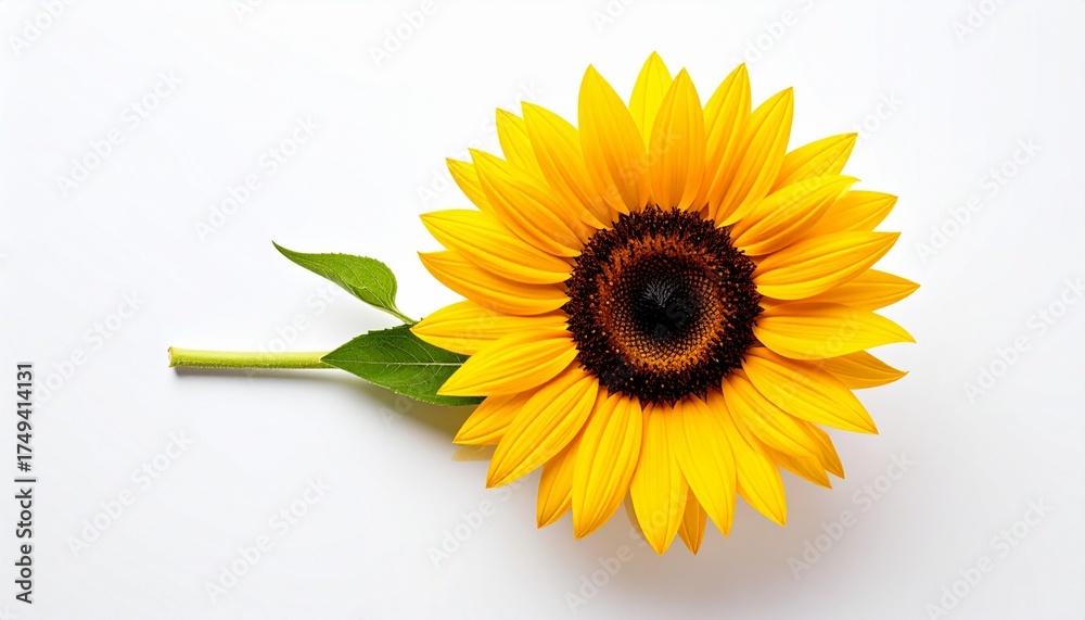 Obraz premium Bright Yellow Sunflower on White Background HD