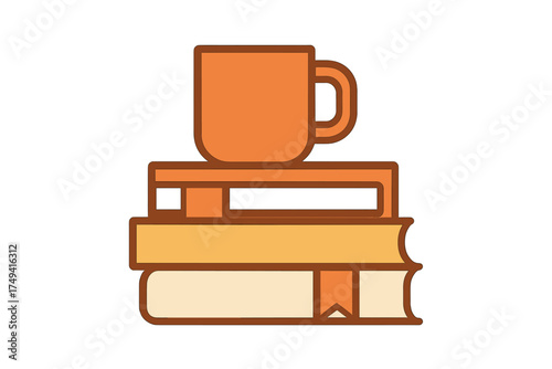 Stack of books with a hot beverage mug for reading and study time
