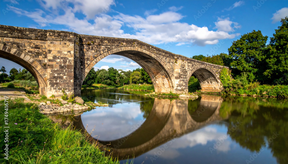 Fototapeta premium Ancient Stone Bridge Reflection