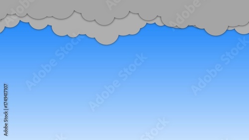 Cartoon Gray Storm Clouds Moving Across Blue Sky Top