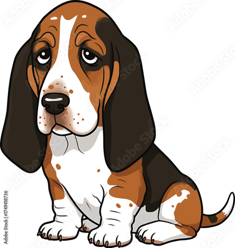 Basset Hound Vector Art of a Dog Breed Illustrations Collection with clipart