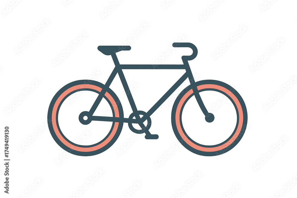 Obraz premium Simple bicycle icon with dark frame and peach colored tires