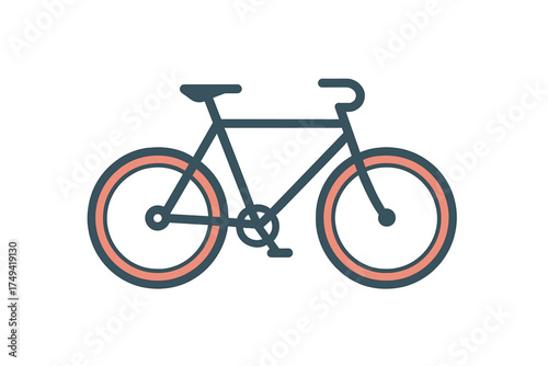 Simple bicycle icon with dark frame and peach colored tires
