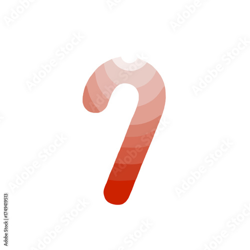 a stylized candy cane with gradient shades of red, isolated on a transparent background