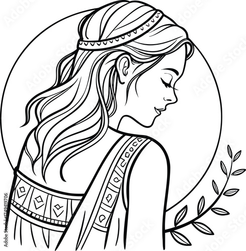 Serene Maiden in Sacred Circle