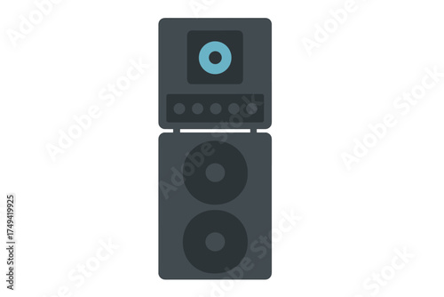 Modern audio speaker system with amplifier unit and large woofers