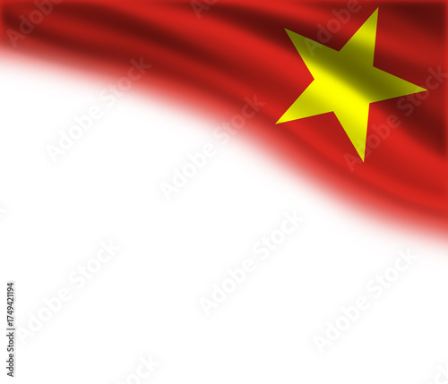 White background with the flag of Vietnam in the upper right corner