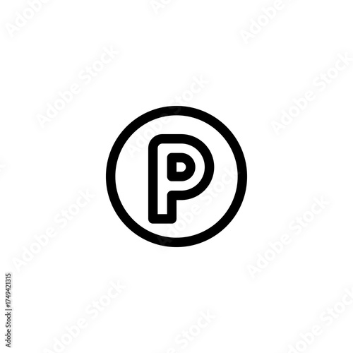 Circular Parking Sign Icon for Automobile Parking Area and Traffic Control Systems