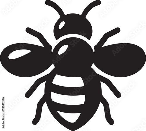 Black and white bee silhouette vector design