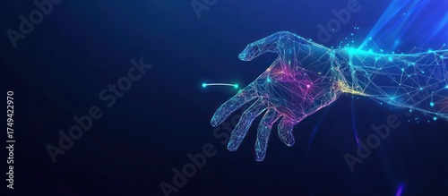 Abstract polygonal hand design symbolizing technology and connectivity