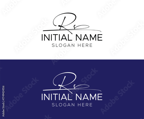 Rs initial signature logo. Femenine Handwritten logo vector