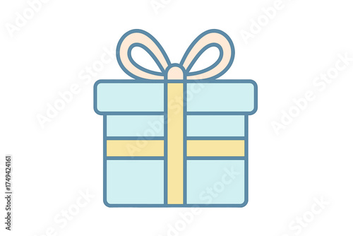 Light blue gift box with yellow ribbon and bow icon