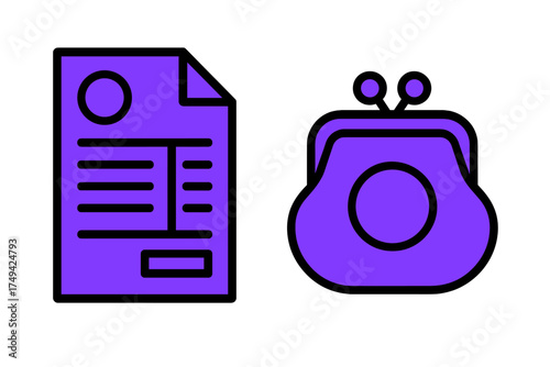 Set of icons representing finance, payment, and budgeting concepts