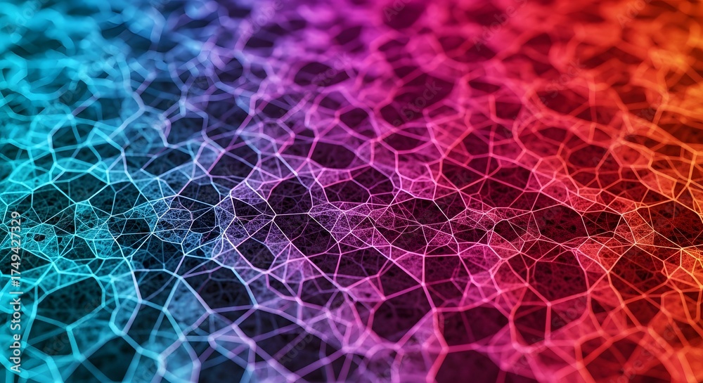 Obraz premium Vibrant geometric mesh pattern with a colorful gradient background