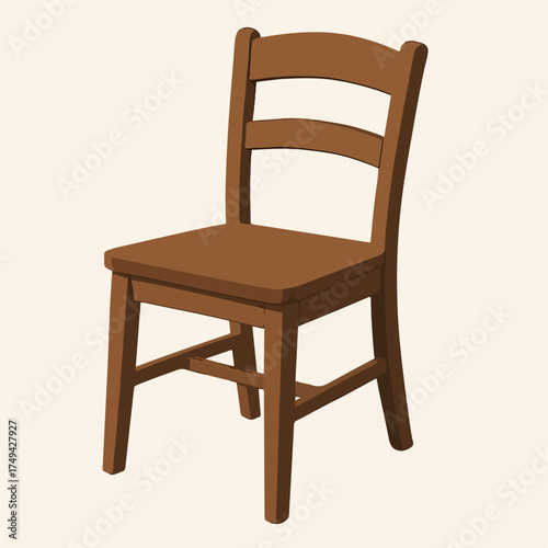 Wooden Dining Chair Illustration: Classic Brown Wooden Chair for Home Decor and Furniture