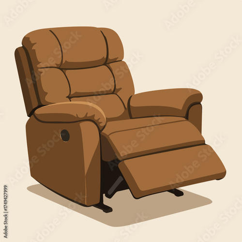 Brown Leather Recliner Chair With Footrest For Comfortable Home Living Room Seating