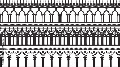 Elegant architectural border with arches, columns ideal for design elements and creative projects