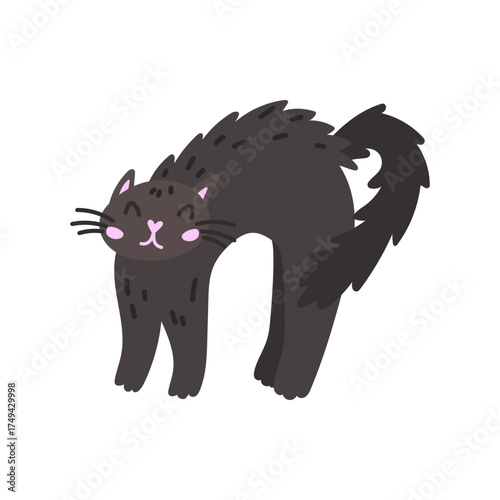 Vector illustration of a surprised and playful cat, perfect for Halloween or fun animal-themed designs. Ideal for stickers, clipart, and children projects