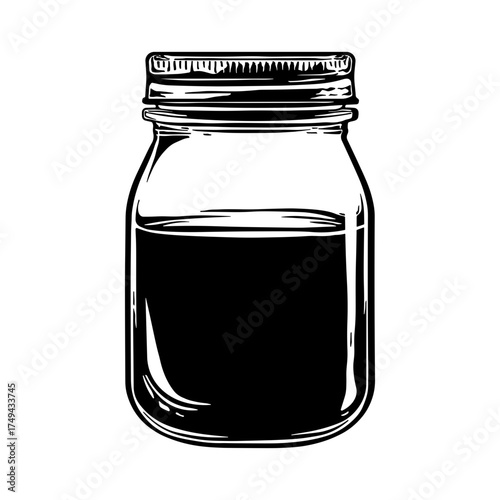 Black silhouette of a glass jar without background