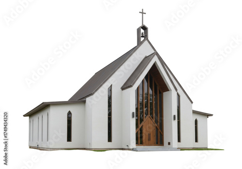 Isolated Christian church building exterior modern contemporary religious architecture