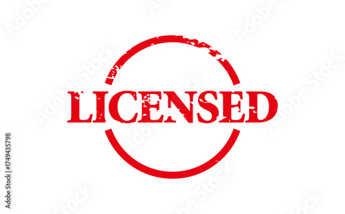 LICENSED - Red Rubber Stamp With text message LICENSED
