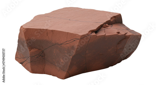 Fotografie Isolated rough chunk of red jasper rock for construction or decorative applicati