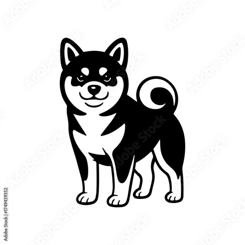 Illustration of a husky dog isolated on white background. Design element for emblem, sign, poster, badge. Vector illustration
